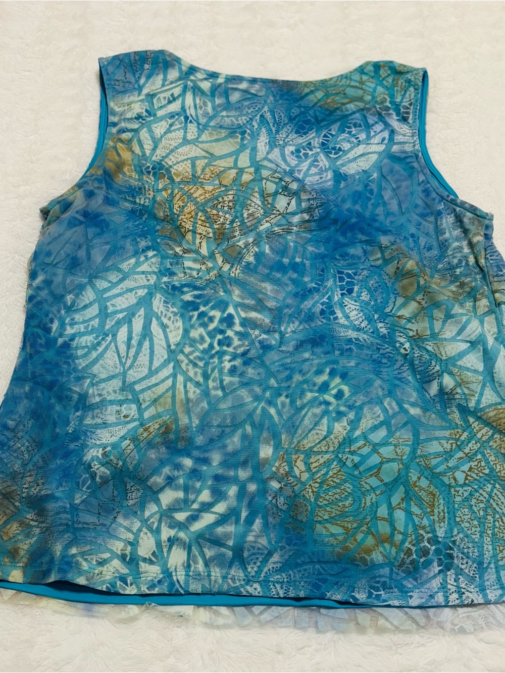 Y2K Women's Blue Patterned Ruffle Tank Top - Picture 4 of 4